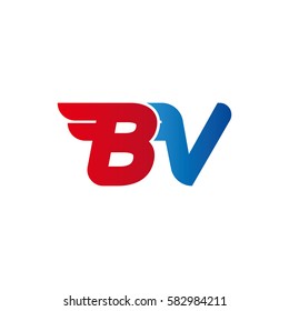 Aerodynamic initials letter BV logo. Vector graphic design template elements for your company.