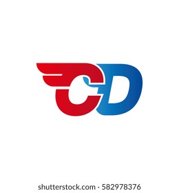 Aerodynamic initials letter CD logo. Vector graphic design template elements for your company.
