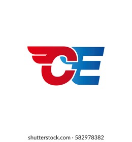 Aerodynamic initials letter CE logo. Vector graphic design template elements for your company.