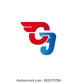 Aerodynamic initials letter CJ logo. Vector graphic design template elements for your company.