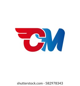 Aerodynamic initials letter CM logo. Vector graphic design template elements for your company.