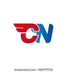 Aerodynamic initials letter CN logo. Vector graphic design template elements for your company.