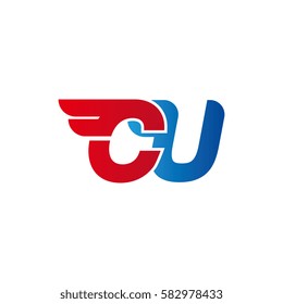 Aerodynamic initials letter CU logo. Vector graphic design template elements for your company.
