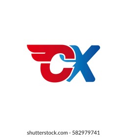 Aerodynamic initials letter CX logo. Vector graphic design template elements for your company.