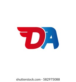 Aerodynamic initials letter DA logo. Vector graphic design template elements for your company.