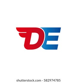 Aerodynamic initials letter DE logo. Vector graphic design template elements for your company.