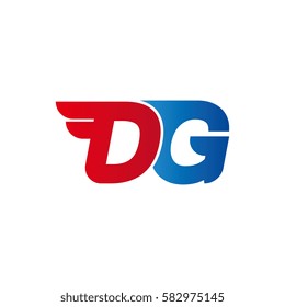 Aerodynamic initials letter DG logo. Vector graphic design template elements for your company.