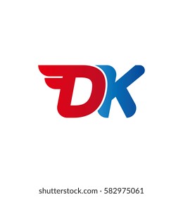 Aerodynamic initials letter DK logo. Vector graphic design template elements for your company.