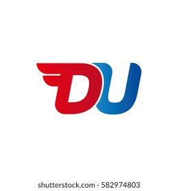 Aerodynamic initials letter DU logo. Vector graphic design template elements for your company.