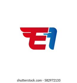 Aerodynamic initials letter EI logo. Vector graphic design template elements for your company.