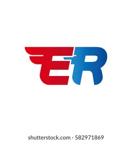 Aerodynamic initials letter ER logo. Vector graphic design template elements for your company.