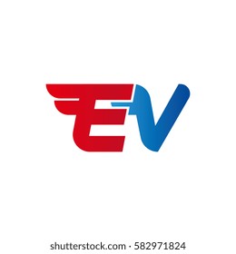 Aerodynamic initials letter EV logo. Vector graphic design template elements for your company.