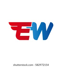 Aerodynamic initials letter EW logo. Vector graphic design template elements for your company.