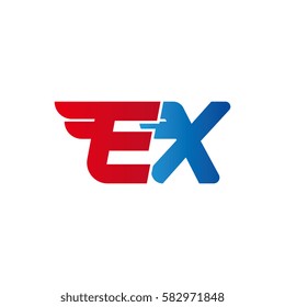 Aerodynamic initials letter EX logo. Vector graphic design template elements for your company.