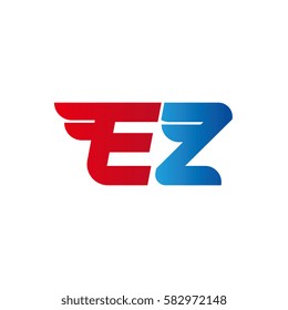 Aerodynamic initials letter EZ logo. Vector graphic design template elements for your company.