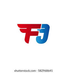 Aerodynamic initials letter FJ logo. Vector graphic design template elements for your company.