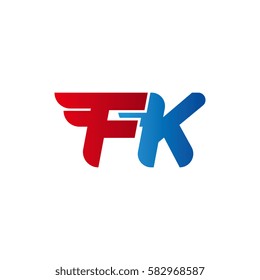 Aerodynamic initials letter FK logo. Vector graphic design template elements for your company.