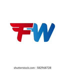 Aerodynamic initials letter FW logo. Vector graphic design template elements for your company.