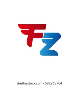 Aerodynamic initials letter FZ logo. Vector graphic design template elements for your company.