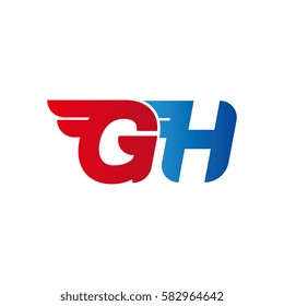 Aerodynamic initials letter GH logo. Vector graphic design template elements for your company.
