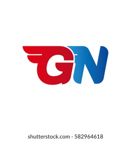 Aerodynamic initials letter GN logo. Vector graphic design template elements for your company.