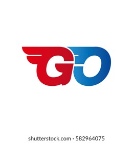 Aerodynamic initials letter GO logo. Vector graphic design template elements for your company.