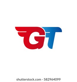 Aerodynamic initials letter GT logo. Vector graphic design template elements for your company.
