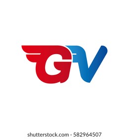 Aerodynamic initials letter GV logo. Vector graphic design template elements for your company.