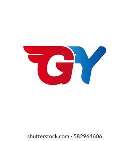 Aerodynamic initials letter GY logo. Vector graphic design template elements for your company.