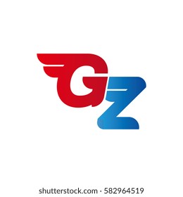 Aerodynamic initials letter GZ logo. Vector graphic design template elements for your company.