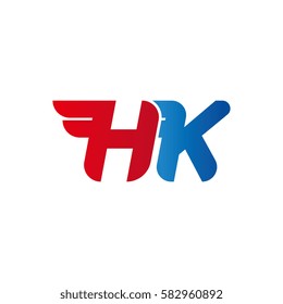 Aerodynamic initials letter HK logo. Vector graphic design template elements for your company.