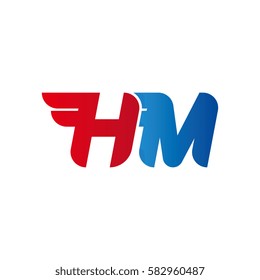Aerodynamic initials letter HM logo. Vector graphic design template elements for your company.