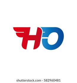 Aerodynamic initials letter HO logo. Vector graphic design template elements for your company.