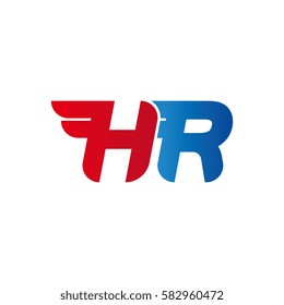 Aerodynamic initials letter HR logo. Vector graphic design template elements for your company.