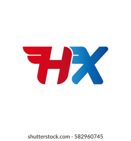 Aerodynamic initials letter HX logo. Vector graphic design template elements for your company.