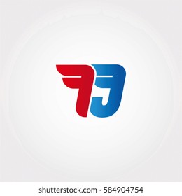 Aerodynamic initials letter IJ logo. Vector graphic design template elements for your company