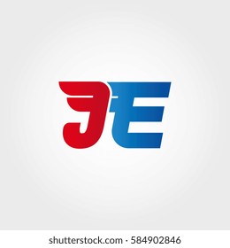 Aerodynamic initials letter JE logo. Vector graphic design template elements for your company