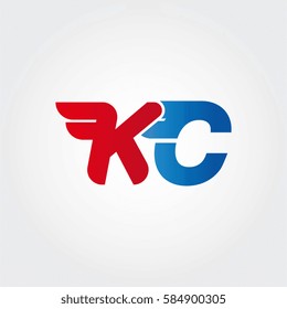 Aerodynamic initials letter KC logo. Vector graphic design template elements for your company