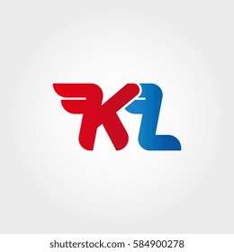 Aerodynamic initials letter KL logo. Vector graphic design template elements for your company