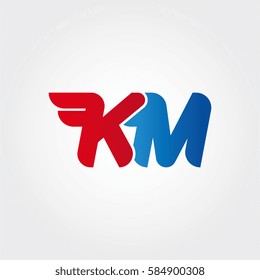 Aerodynamic initials letter KM logo. Vector graphic design template elements for your company