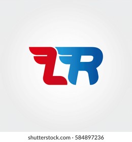 Aerodynamic initials letter LR logo. Vector graphic design template elements for your company