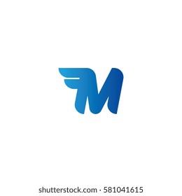 Aerodynamic initials letter M logo. Vector graphic design template elements for your company.