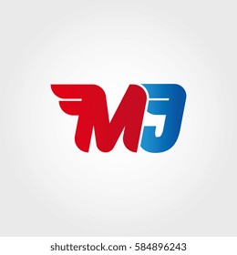 Aerodynamic initials letter MJ logo. Vector graphic design template elements for your company