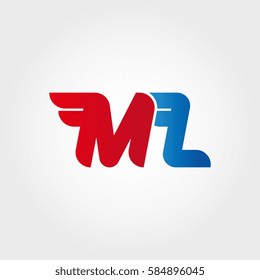 Aerodynamic initials letter ML logo. Vector graphic design template elements for your company