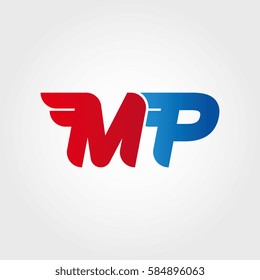 Aerodynamic initials letter MP logo. Vector graphic design template elements for your company