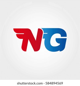 Aerodynamic initials letter NG logo. Vector graphic design template elements for your company