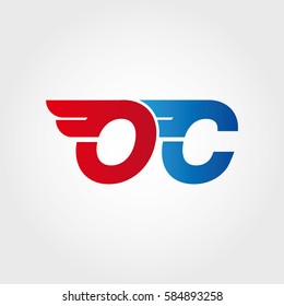 Aerodynamic initials letter OC logo. Vector graphic design template elements for your company