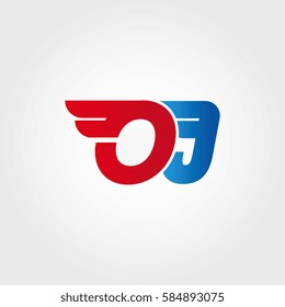 Aerodynamic initials letter OJ logo. Vector graphic design template elements for your company