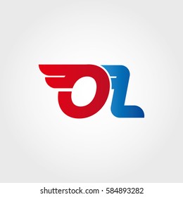 Aerodynamic initials letter OL logo. Vector graphic design template elements for your company