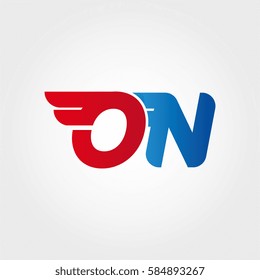 Aerodynamic initials letter ON logo. Vector graphic design template elements for your company